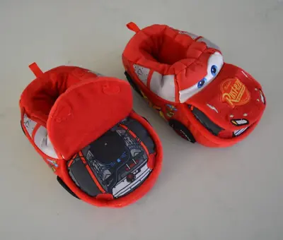 Cars Lightning McQueen Slippers Kids Size 11-12 Hood Flips Up On Toes Pixar • $24.95