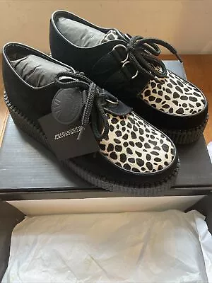 Underground Originals Creeper Black Suede & Leopard Print Shoes Size UK 4. • £35