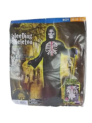 Bleeding Skeleton Costume Halloween Costume  Boys M 8-10 Grim Reaper Blood Pump • $18.99