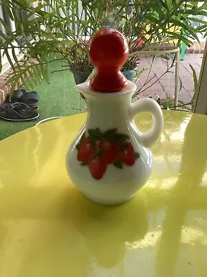 Vintage AVON Strawberries And Cream Milk Glass Empty Bottle • $8