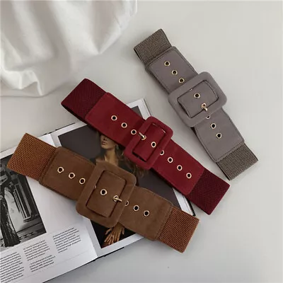 Women's Suede Soft Belt Elastic Waist Wide Ladies Dress Fannel Coat Waistband UK • £5.99