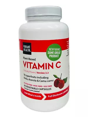 Vibrant Health Plant Based Vitamin C 286mg Version 3.3 60 Veg Caps Exp 11/24 • $18.95