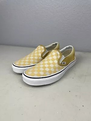 Vans Checkerboard Slip On Shoes 6.5 Men 8.5 Women Mustard Yellow Gold 508182 • $29.99