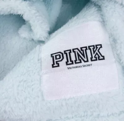 $32 • Buy Victoria's Secret PINK Cozy Plush Blanket Super Soft Baby Blue Bliss Throw NEW