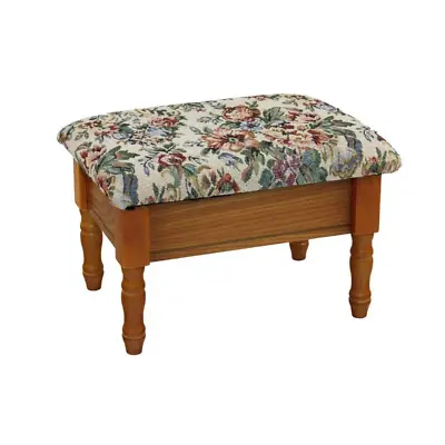 $38.69 • Buy Foot Stool Storage Ottoman With Padded Seat Wood Frame Bevel-Edged Round Top