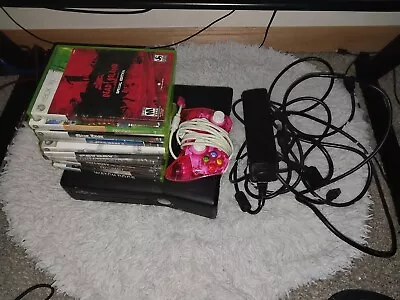 Microsoft Xbox 360 Slim Black W/ Accessories And 10 Games! (Bundle) • $90