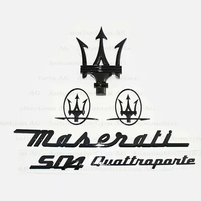 For Maserati Emblem Quattroporte SQ4 Grille Trident Side Logo Glossy Black Badge • $79.98