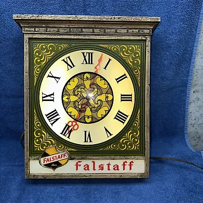 AWESOME VINTAGE 1960’s FALSTAFF BEER LIGHT UP CLOCK SIGN PHYCHEDELIC MOTION • $229.95