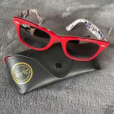 RAY-BAN WAYFARER Sunglasses 50mm RB 2140 Rare UK United Kingdom Red Made Italy • $110