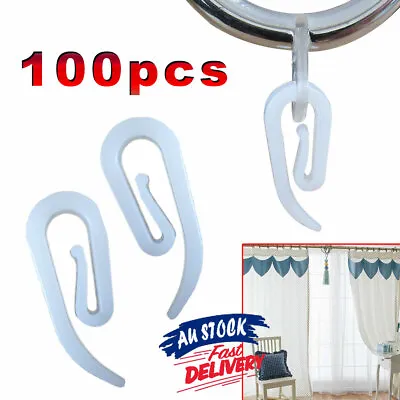 100 X Nylon Curtain Gather Hooks Boat Caravan Campe Pleat Lace Pencil Plastic • $6.99