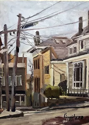 Original Oil Painting Center Street Gloucester Massachusetts Listed Ciaramitaro • $595