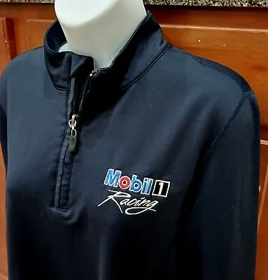 Mobil 1 Racing Women's Large 1/4 Zip Blue Pullover Shirt Top NASCAR Motorsports • $24.95