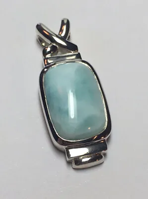 Marahlago Brie Rectangular Larimar Cushion Gemstone 925 Sterling Silver Pendant • $131.08