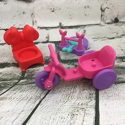 Disney Jr Minnie Mouse Play Dollhouse Accessories 3pc Lot Chair Bike Catapult • $6.79