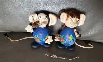 Vintage Vtg Norwegian Good Luck UGLY Troll Hobo Mouse Couple Doll 4  Norway OOAK • $30