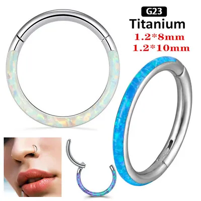 £8.99 • Buy Opal Hinged Clicker Septum Segment Hoop Ring Ear Nose Crystal Earring Piercing