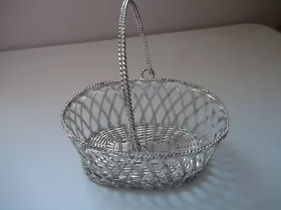 Wire Basket Small Oval Silver-Tone With Handle. • $5