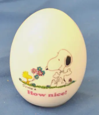 Vintage Peanuts Characters Snoopy & Woodstcok  How Nice!  Egg Coin Bank  - Japan • $16.99