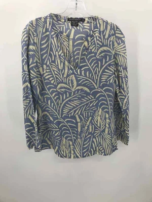 $35.99 • Buy Pre-Owned Island Company Blue Size XS Linen Printed Long Sleeve Blouse