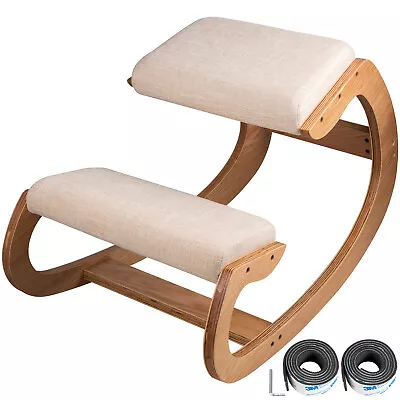 VEVOR Ergonomic Kneeling Chair Bentwood Stool Strengthen Muscles Furniture White • $65.26