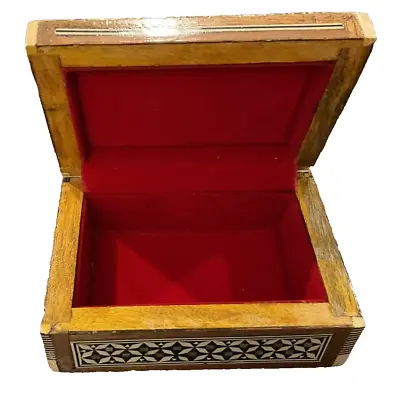 Mother Of Pearl Egyptian Mosaic Inlaid  Wood Jewelry Box • $17.50