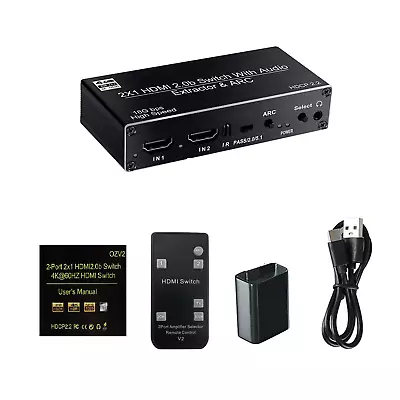 4K 2 In 1 Out HDMI ARC Audio Switcher Selector HDMI Audio Extractor Splitter • $43.38
