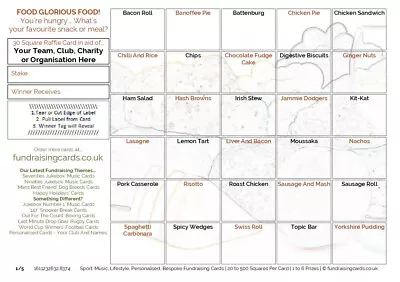 Fundraising Cards Food Glorious Food 10 Pack A5 Scratch Raffle Ticket Draw • £4.01