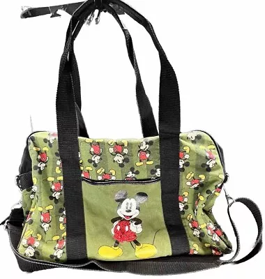 Disney Mickey Mouse Messenger Bag Sequins Canvas Large Tote Bag Purse Vintage • $19.99