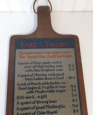 Vintage Large 'Fare Of Ye Tavern' Cutting Board Bar Sign 24 X10  In Advertising • $24