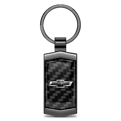 Chevrolet Logo Real Carbon Fiber Gunmetal Case Key Chain • $26.95