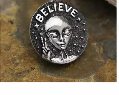 BELIEVE UFO ALIEN Pendant 925 Sterling Silver 20  Necklace Men Women Jewelry • $16.99