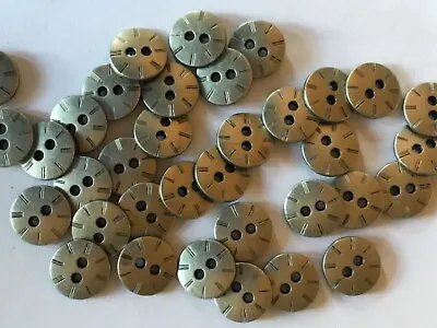 30 Silver Colour Metal 15mm  2 Hole Good Quality Buttons (C41) • £3