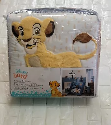 Disney Baby Lion King Adventure Blue 3-Piece Crib Bedding Set By Lambs & Ivy NEW • $69