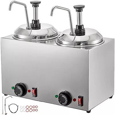 VEVOR Cheese Dispenser 5.2Qt Nacho Cheese Warmer Fudge Caramel Warmer W/ 2 Pumps • $324.99