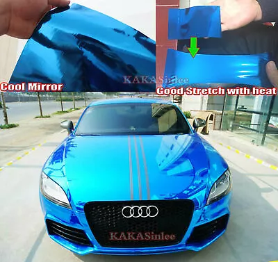 $263.52 • Buy 50FT X 5FT Full Car Wrap Blue Mirror Chrome Vinyl Sticker Flexible Air Free HDUS