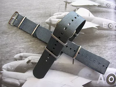 22mm British Admiralty Grey SS NATO G10 Military RAF Watch Band Strap IW SUISSE • $10.45