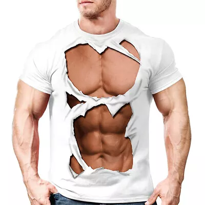 Strong Muscle Tattoo Casual Women Men T-Shirt 3D Print Short Sleeve Tee Tops • $11.89