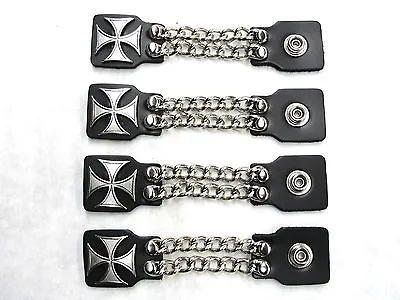 4 Pc Motorcycle Biker Vest Chain Extenders High Quality Made Iron Maltese Cross • $38.95