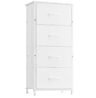 Tall Dresser For Bedroom 4 Drawer Storage Organizer Chest Of White Leather • $79.99