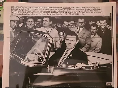 1959 Maurice Rocket Richard Nhl Hockey Photo Prague New Car Montreal Canadiens  • $65.43