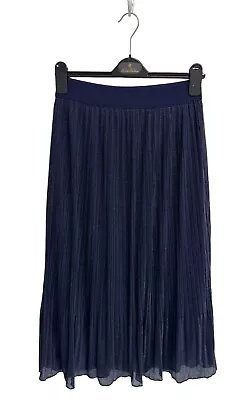 Metrowear Women's Petite Navy Blue Sparkly Elastic Waist A-Line Skirt Size PM • $16