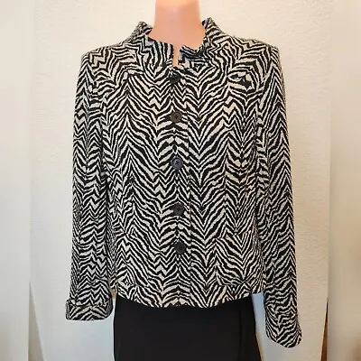 ECI NEW YORK Zebra-Stripe Blazer Jacket Black/White Animal Print • $20