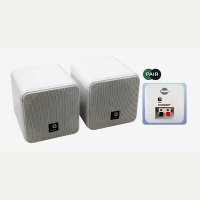 PAIR OF WHITE 4  FULL RANGE BOX SPEAKERS FOR HI-FI HOME CINEMA Etc 40 WATTS • £23.95