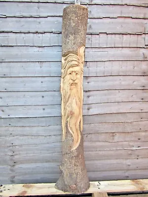 £999.99 • Buy Fair Trade Hand Carved Wooden Green Man Full Tree Trunk Stump Log Statue 100cm