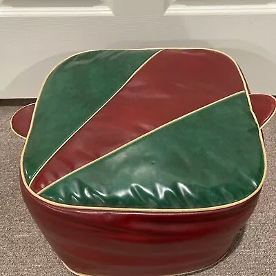 Vtg Green Red Vinyl Square Ottoman Footstool Pouf Square Hassock 1940’s 50’s MCM • $249.95