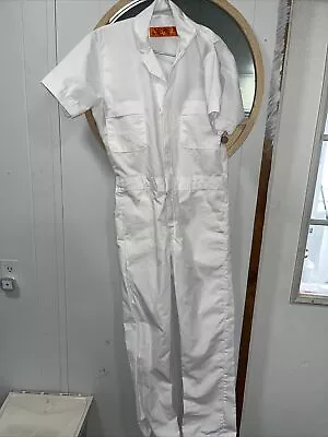 Red Kap Speedsuit White Short Sleeve  Men Zip-Front Work Coverall Action Back SM • $15