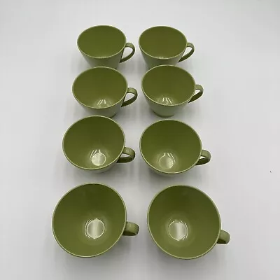 Vintage Melmac Melamine Coffee Cups Lenotex Avocado Green Set Of 8 • $14.95