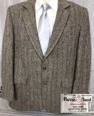 Harris Tweed Mens Scottish Wool Beige Sport Coat Jacket 40-42 FLAWS (t10) • $40