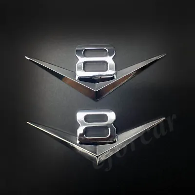 2pcs Auto Car V8 Vintage Logo Chrome Trunk Metal Emblem Badge Decal Sticker • $12.90