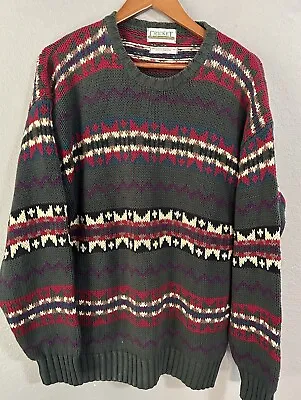 Vintage 90’s 100% Cotton Cricket Brand Cable Knit Heavy Sweater Women Size Large • $19.99